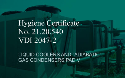 VDI Hygiene Certificate for PAD-V Adiabatic Coolers and Condensers