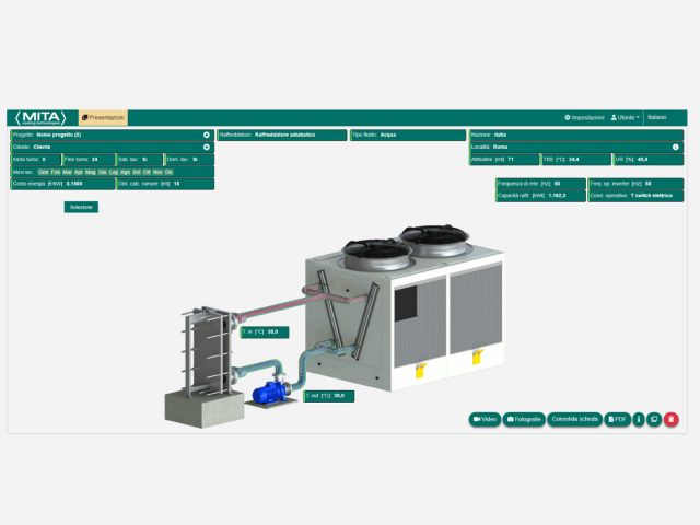 PAD-V Adiabatischer Trockenkühler, konfiguriert mit MITA Project Software